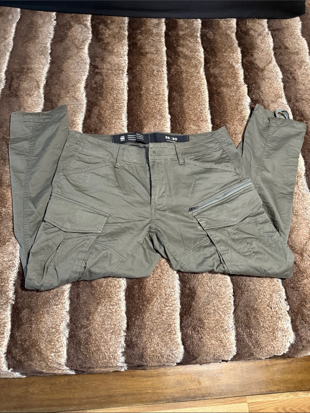 G-Star Olive Green Cargo Pants with Zippered Pocket